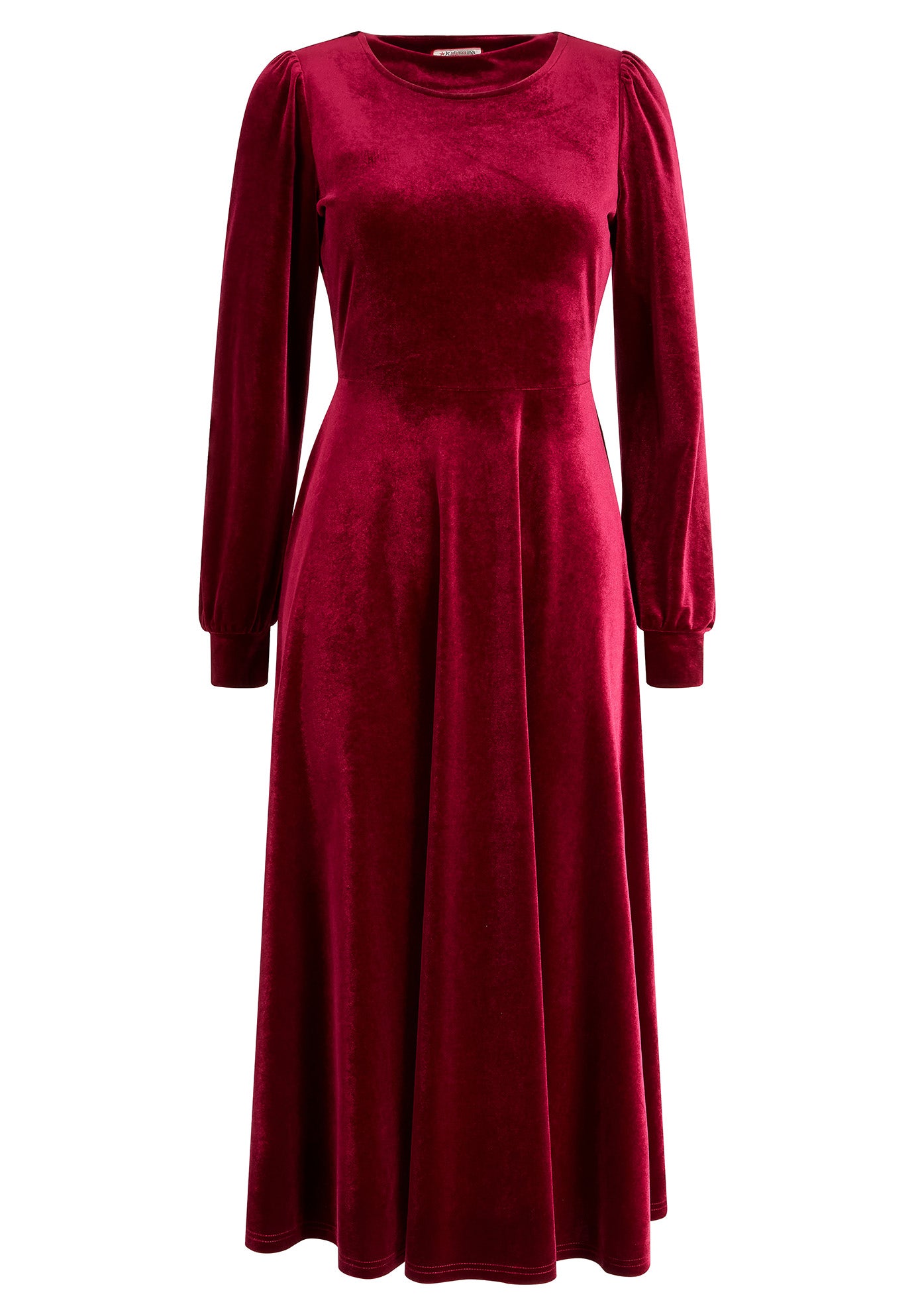 Crew Neck Velvet Midi Dress image number 5