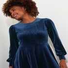 Crew Neck Velvet Midi Dress image number 1