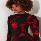 Stretch Knit Mockneck Maxi Dress image number null