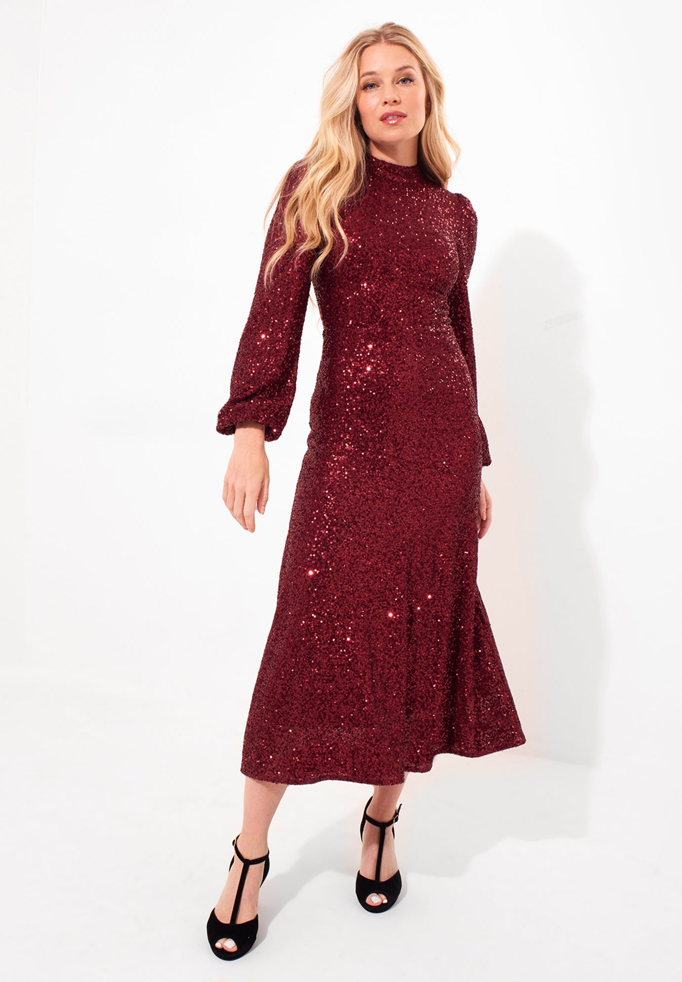 A-Line Sequin Midi Dress image number 3
