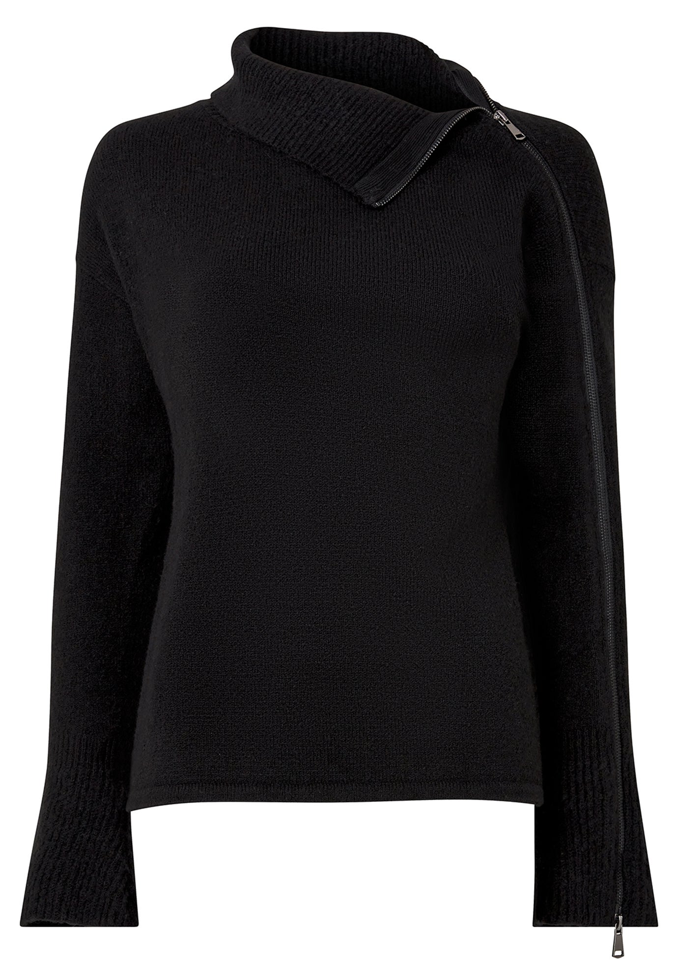 Asymmetrical Zip Neck Pullover Sweater image number 1