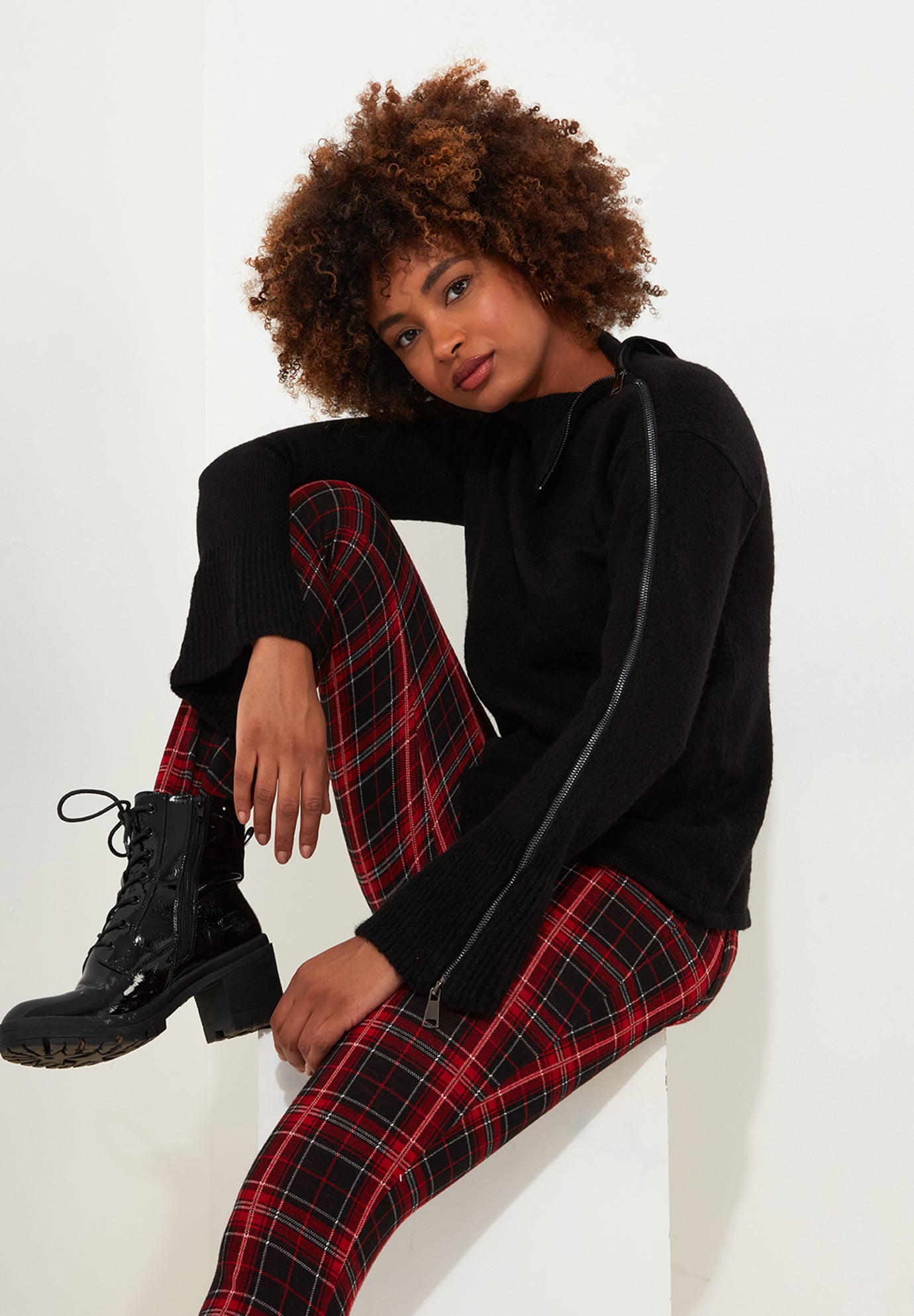 Asymmetrical Zip Neck Pullover Sweater image number 0