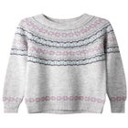 Fair Isle Rib Trim Crewneck Pullover image number null