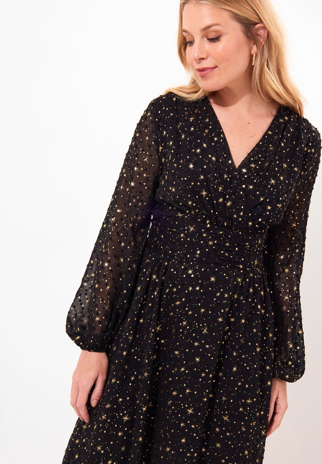 Starry Georgette Midi Dress image number 5