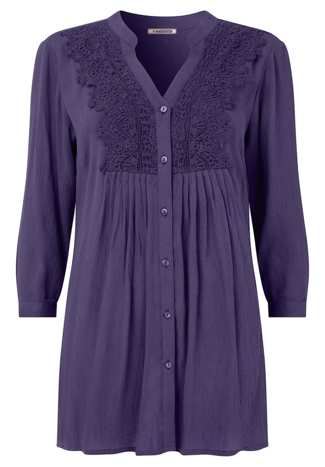 Crochet Trim Pintuck Shirt image number 1