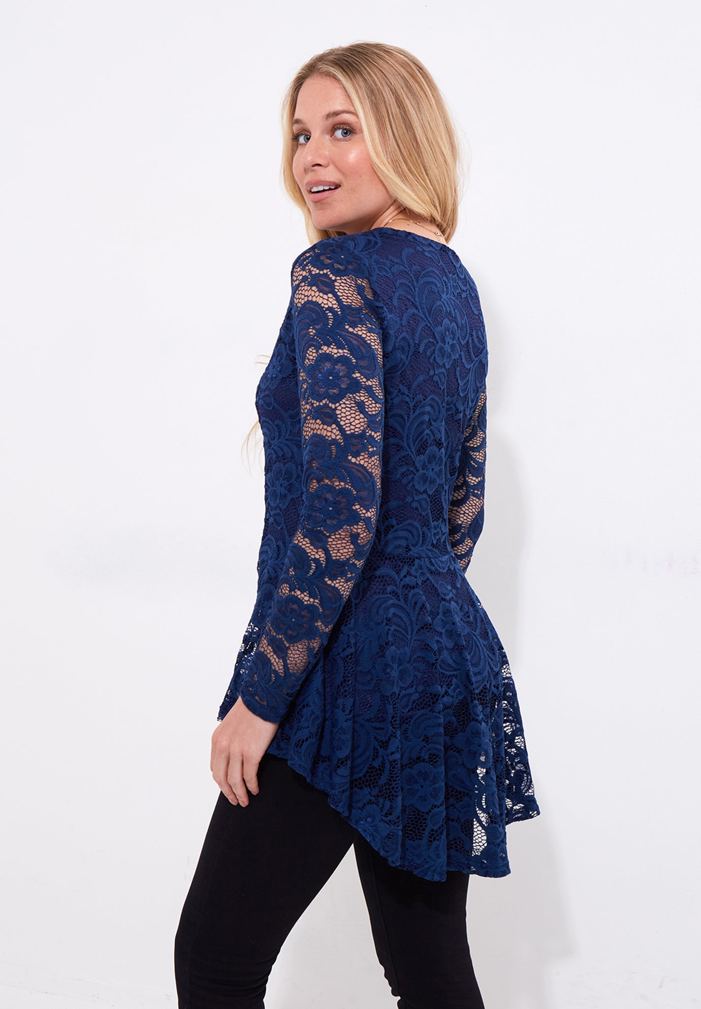 V-Neck Zip Lace Tunic image number 2