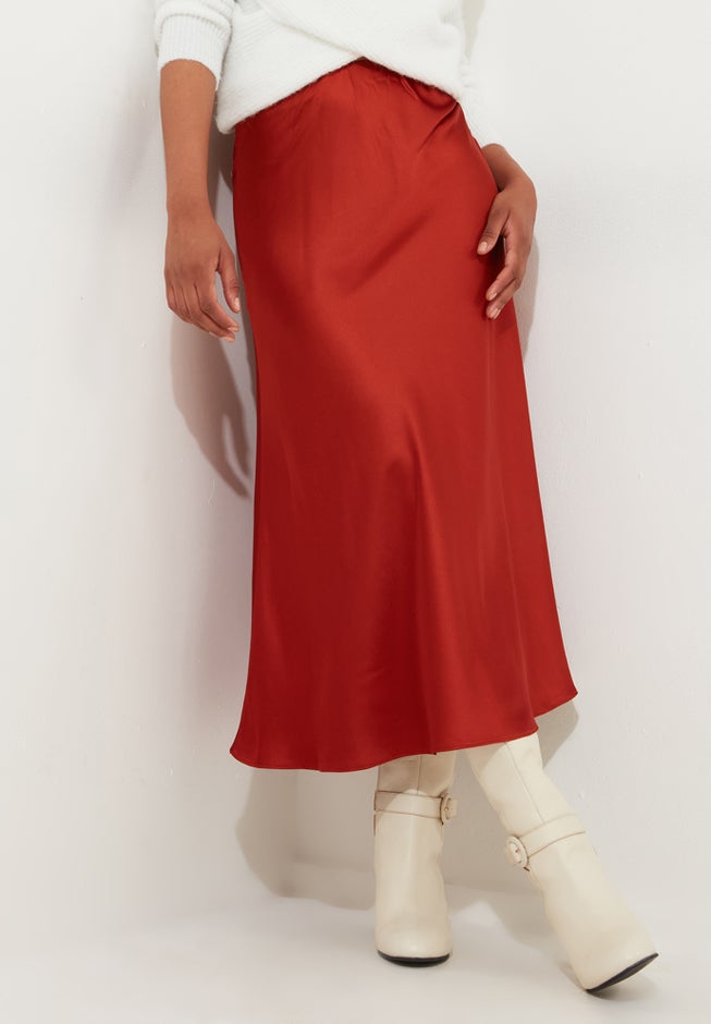 Fluted Satin Midi Skirt image number 2