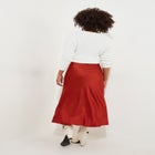 Fluted Satin Midi Skirt image number null