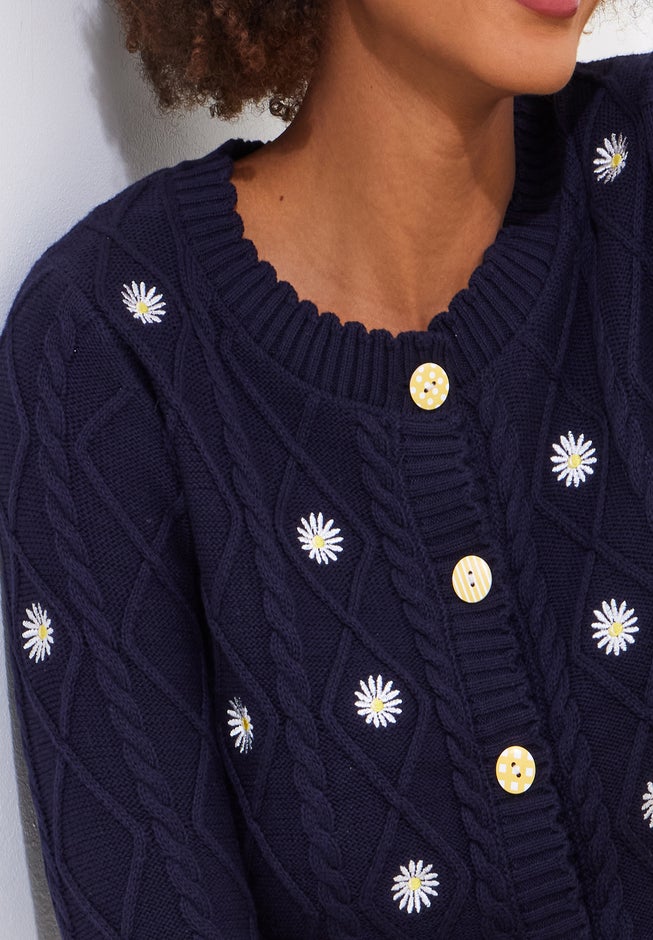 Embroidered Cable Cardigan image number 2