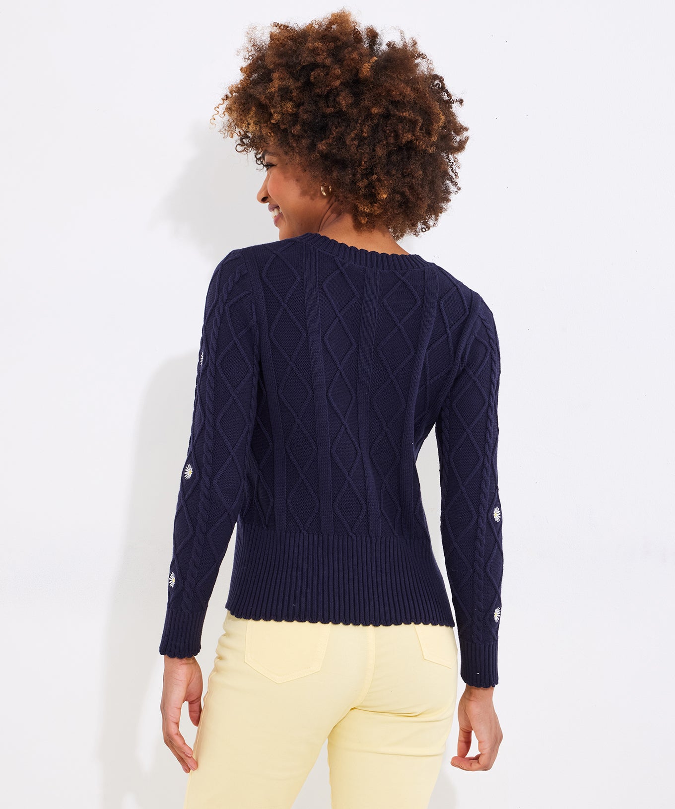 Embroidered Cable Cardigan image number 3