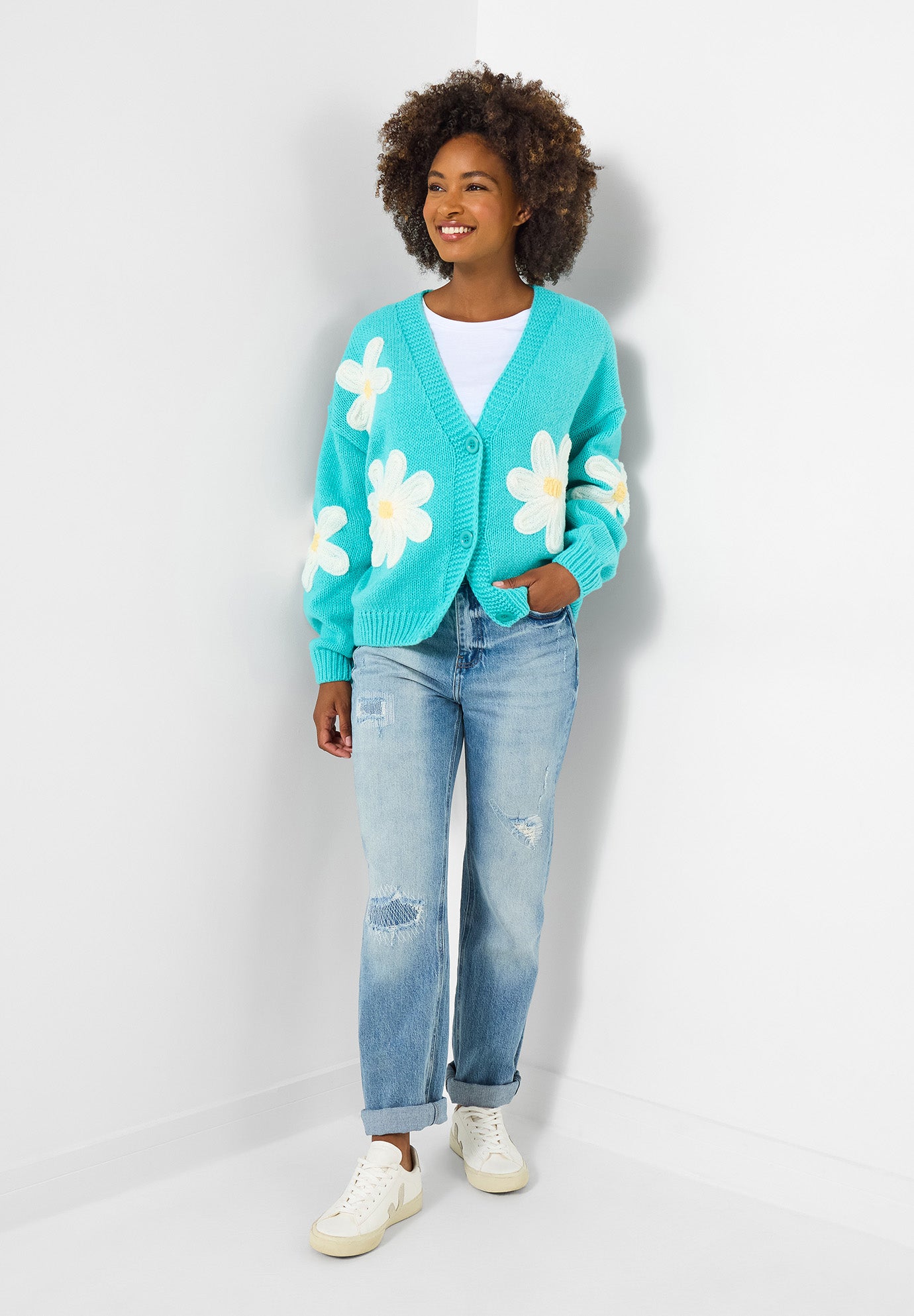 V-Neck Daisy Cardigan image number 1