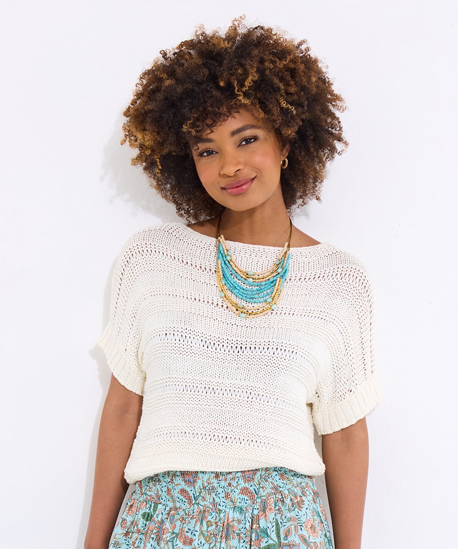 Boatneck Pointelle Sweater image number 5