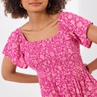 Square Neck Smocked Crinkle Maxi Dress image number null