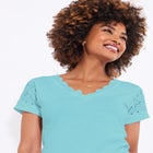 V-Neck Eyelet Tee image number null