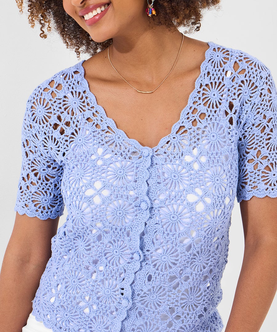 Crochet V-Neck Cardigan image number 2