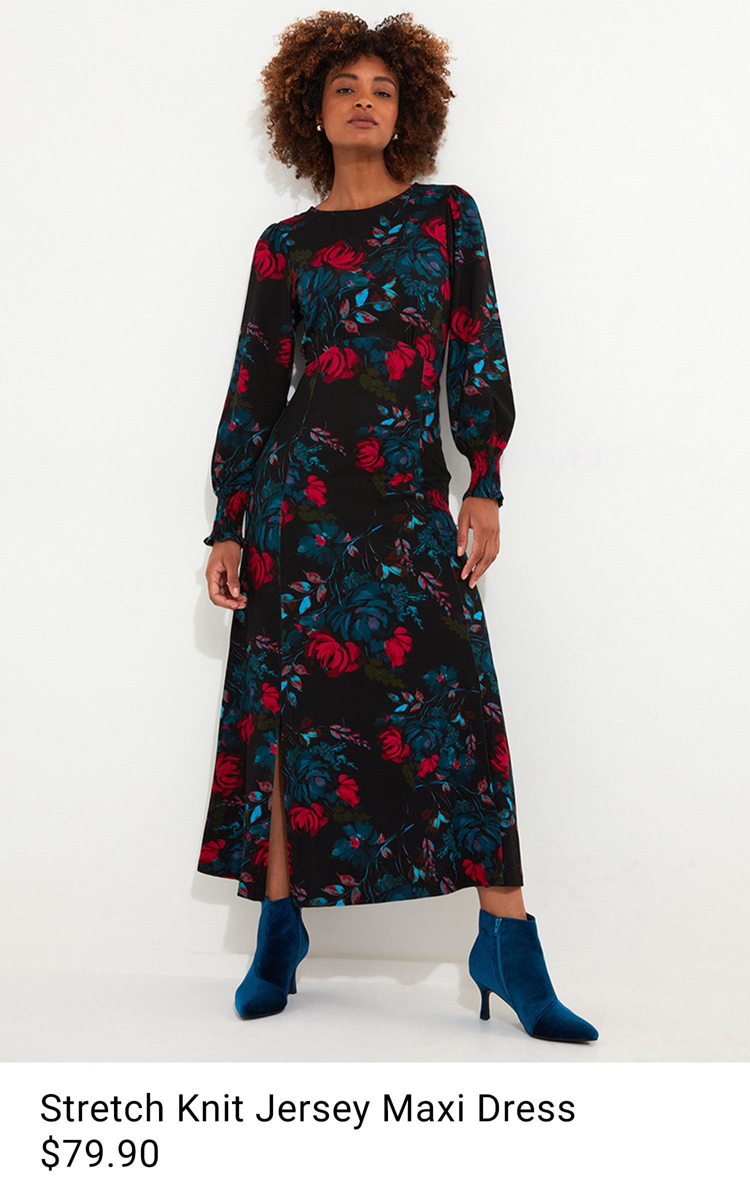 Stretch Knit Jersey Maxi Dress