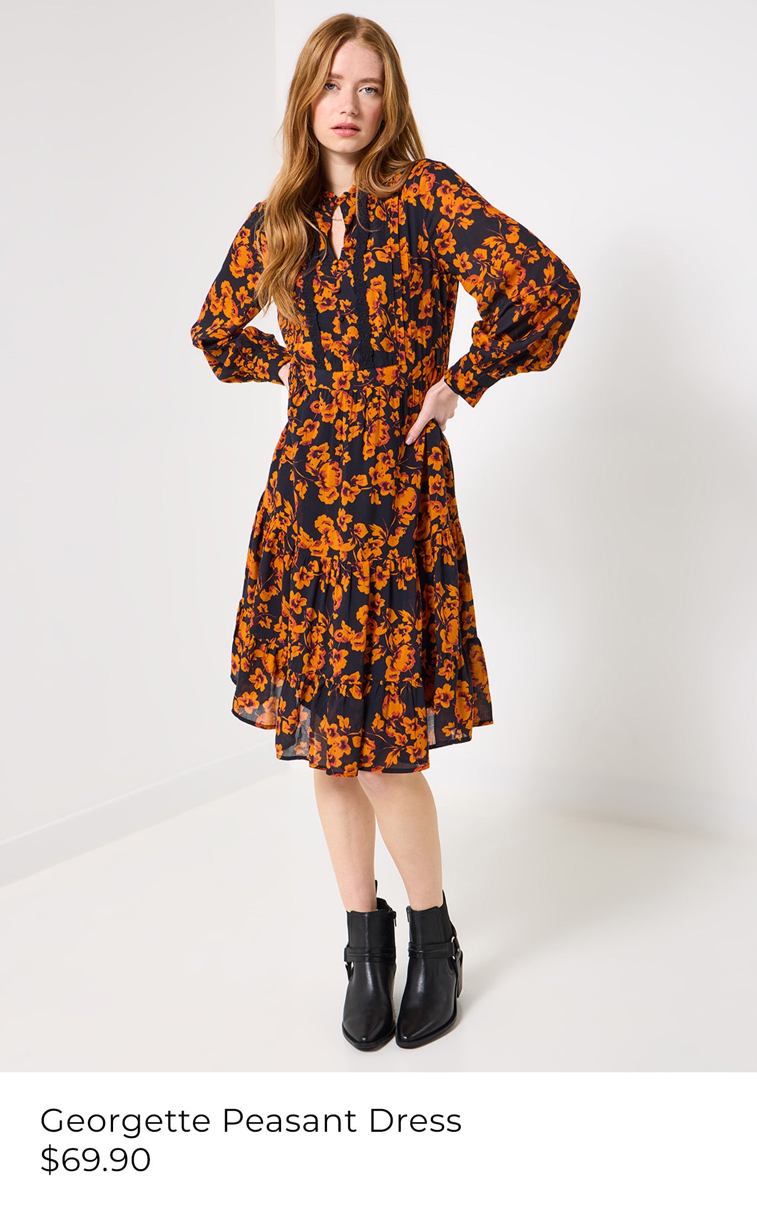 Georgette Peasant Dress - $69.90