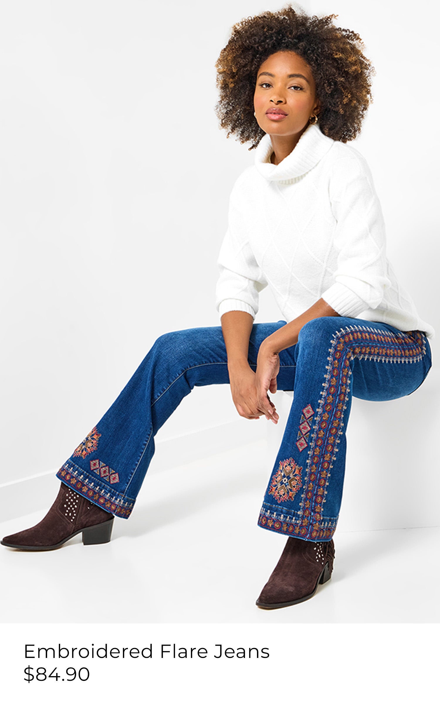 Embroidered Flare Jeans - $84.90