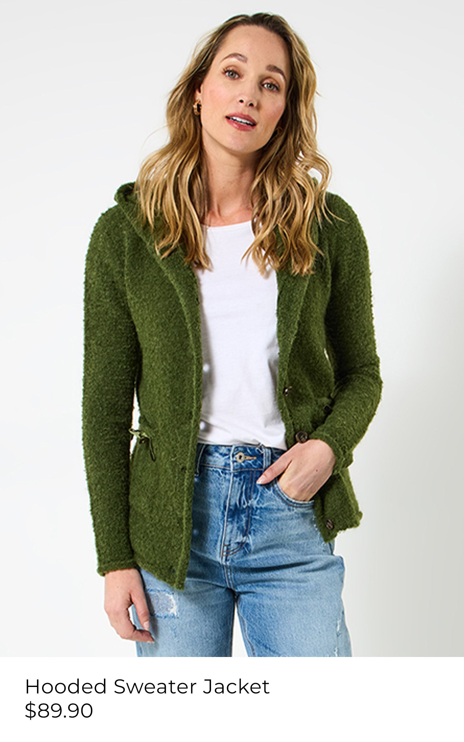 Hooded Sweater Jacket - $89.90