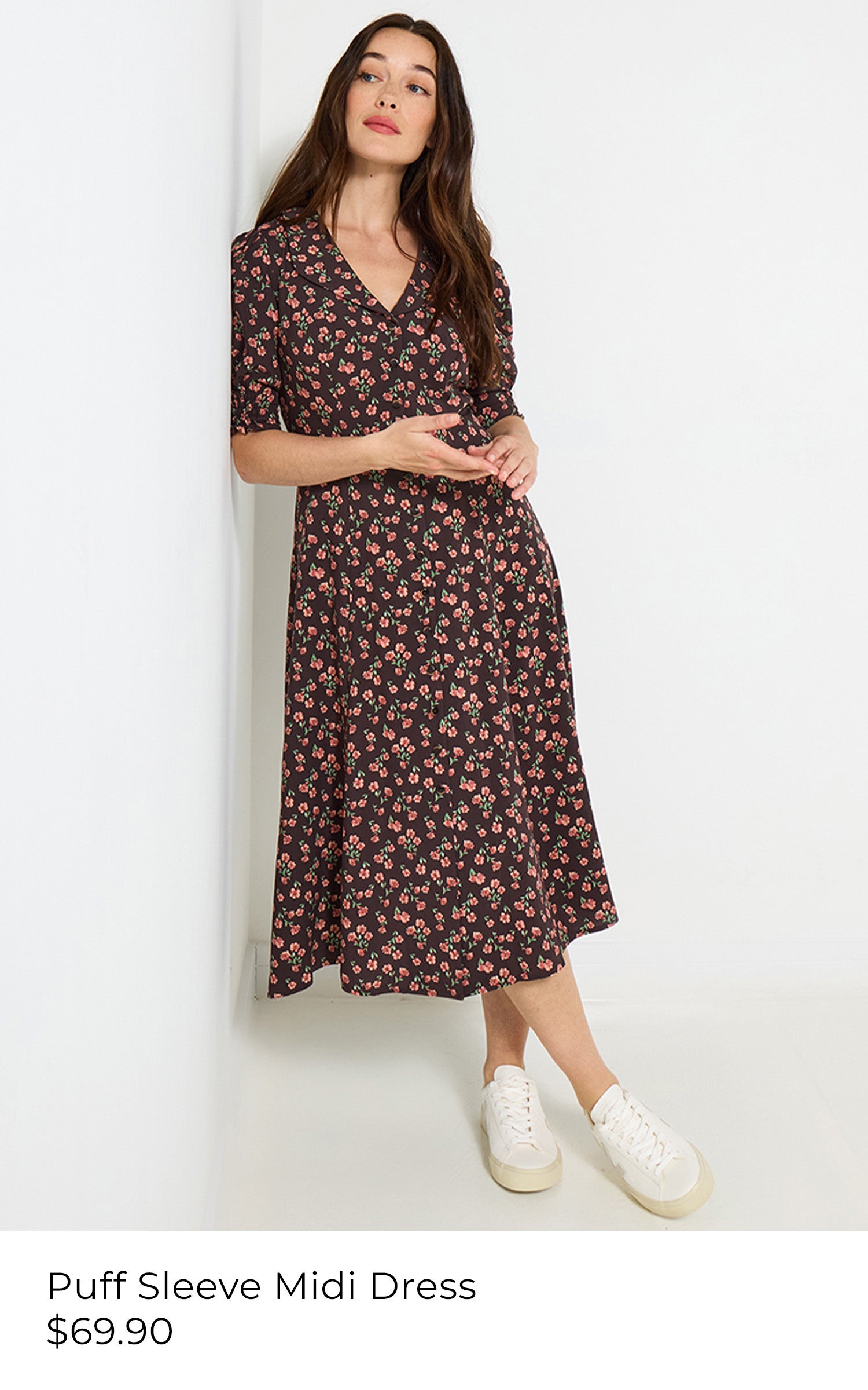 Puff Sleeve Mini Dress - $69.90