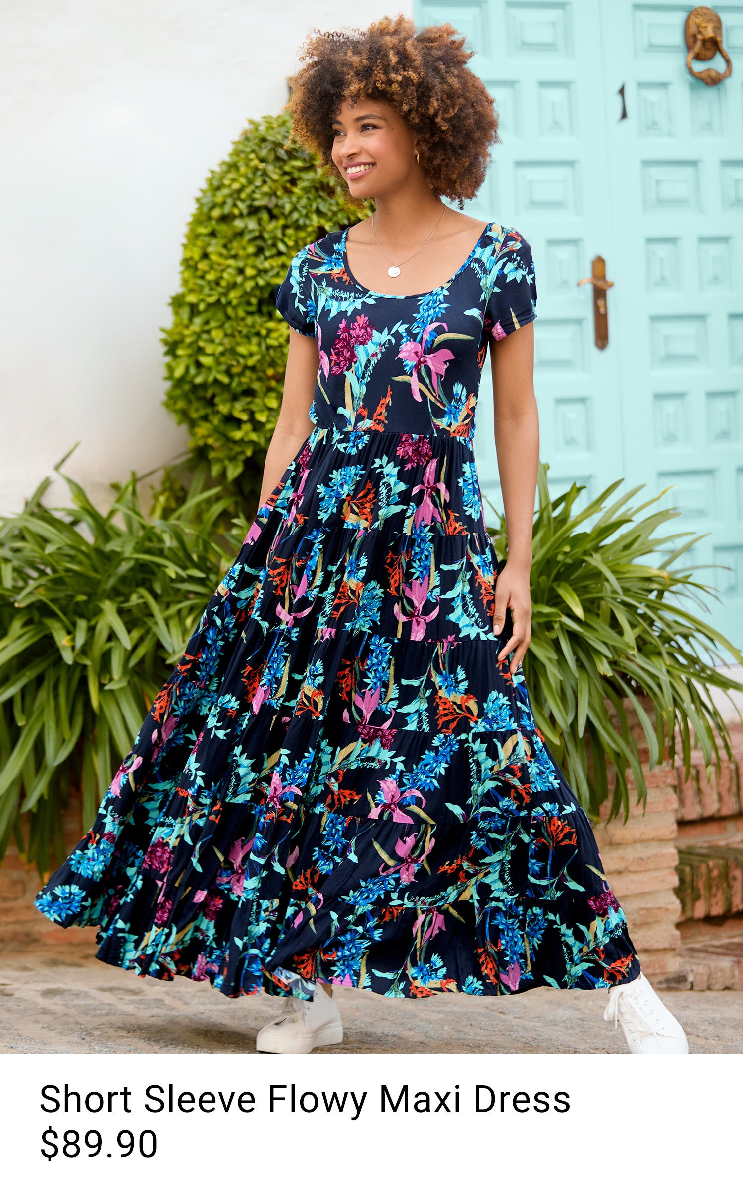 Short Sleeve Flowy Maxi Dress $89.90